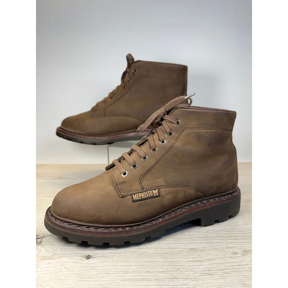 90s Mephisto Mens 8.5 Chukka Boots Oiled Leather Brown Air Jet Goodyear Welt